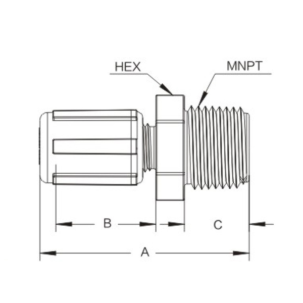 Flared to NPT external thread straight-through joint